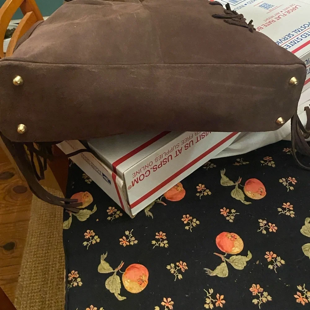 Divina Firenze Brown Suede Fringe Hobo Bag NWT